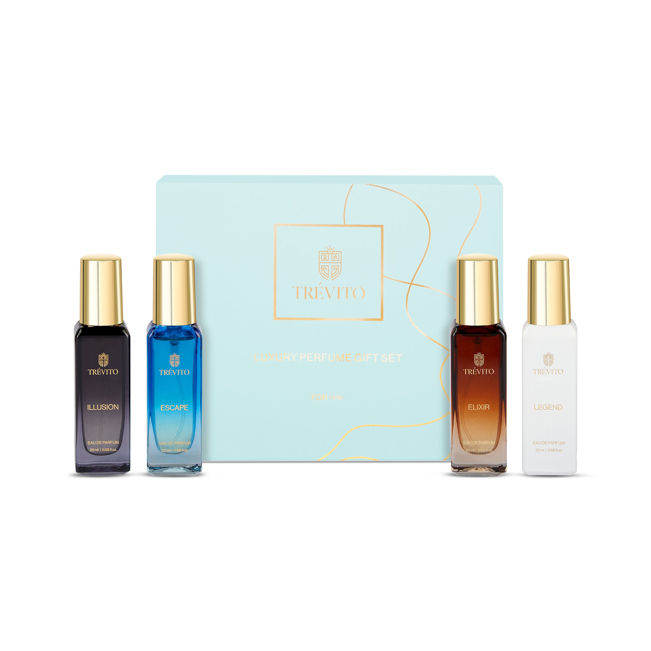 TRÉVITO Luxury Perfume Gift Set for Men, 4X20ml EDP
